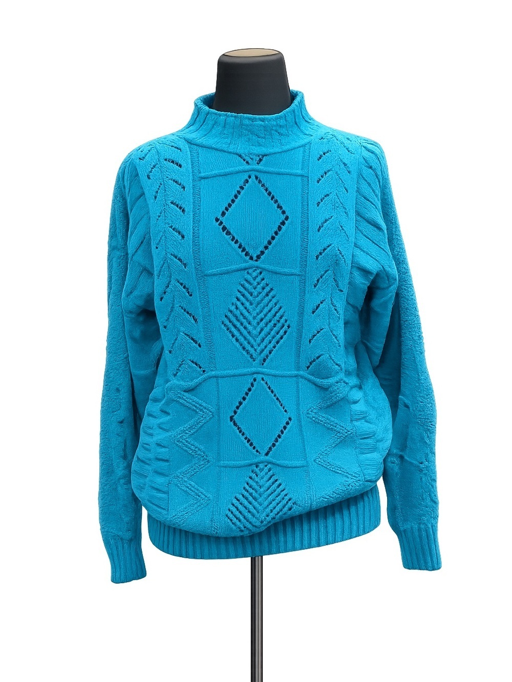 Vintage Turquoise Geometric Knit Sweater | Beldach Popper | USA Made | Size 11